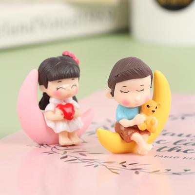 1 Coppia Luna Coppia Romantica Figure Ornamenti Fai da Te Bonsai Casa Tavola Decorazione