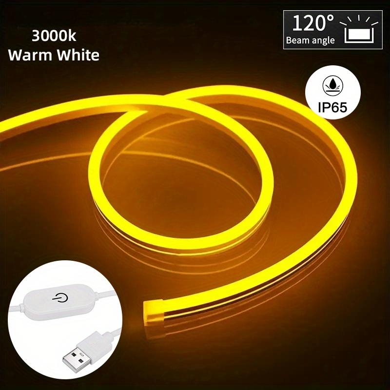 

LED Strip Neon Light USB DC 5V Dimmable Touch Sensor Switch Flexible Silicone Neon Sign Tape Waterproof For Outdoor Room Decor 5m теплим білим кольором
