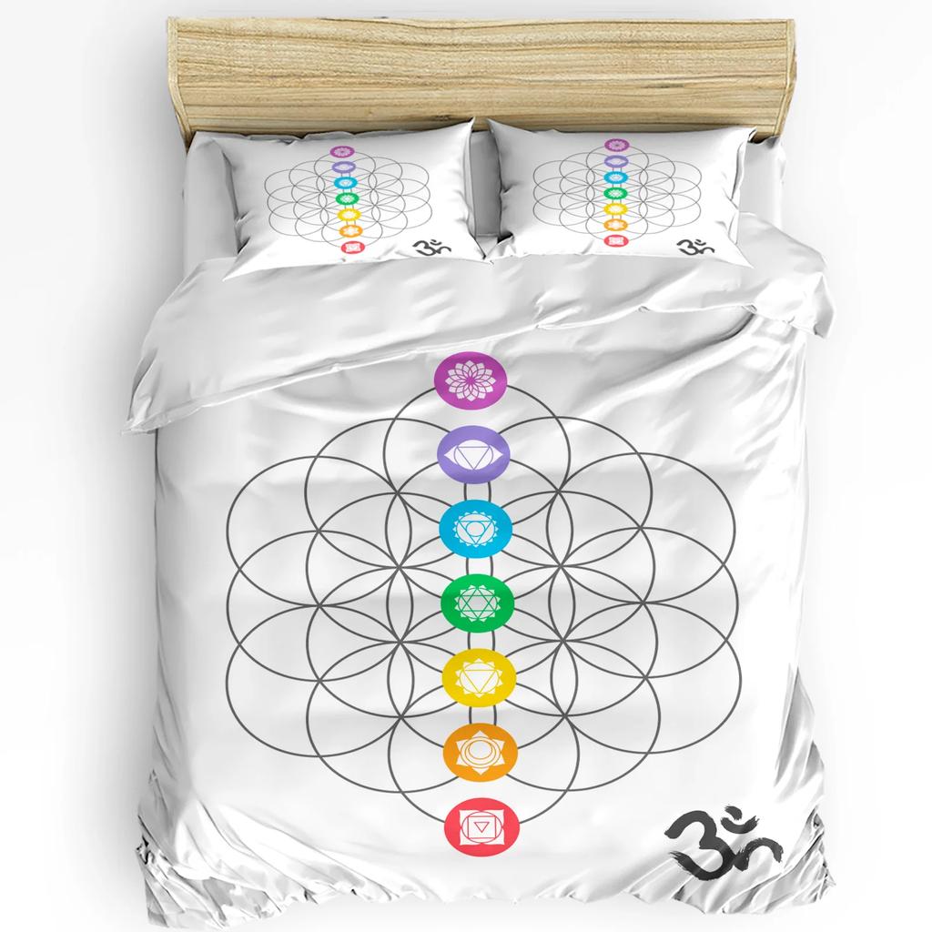 Chakra Color Geometry Yoga Duvet Cover Bed Bedding Set Double Home Textile Quilt Cover Pillowcases Bedroom Bedding Set No Sheet