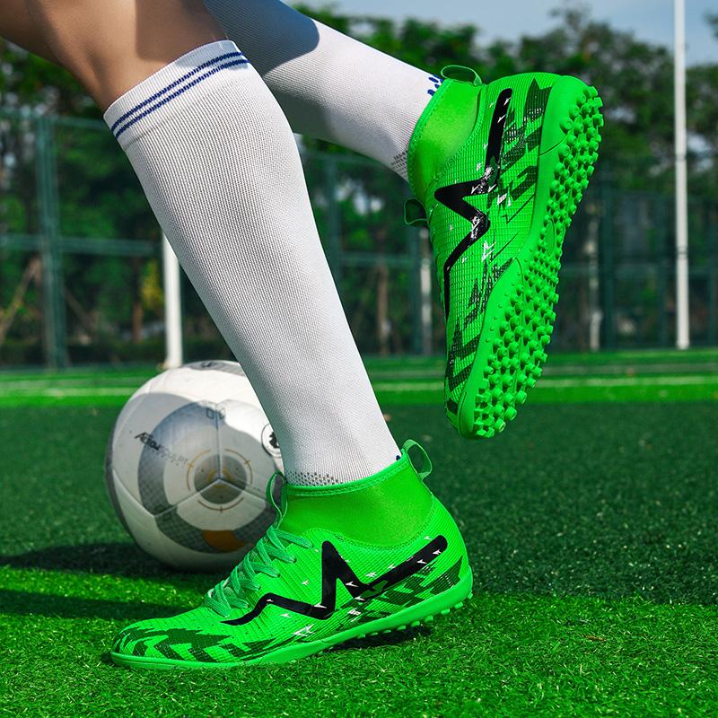 35-46 Kids Football Boots Rubber Soft Sole Short Nails Artificial Turf Leather Youth Kids Football Shoes Men's Sports Large Size Football Shoes