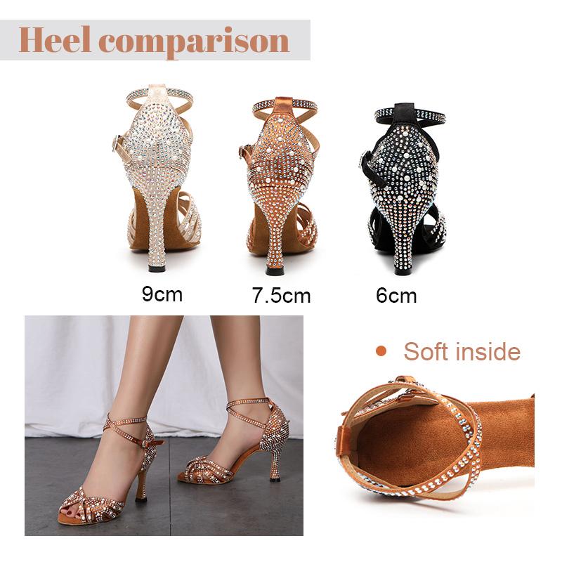 Vysoké podpatky Sexy boty na latinskoamerické tance Perlové Diamantové Plesové Svatba Protiskluzové Taneční Podpatky 9CM Vysoké