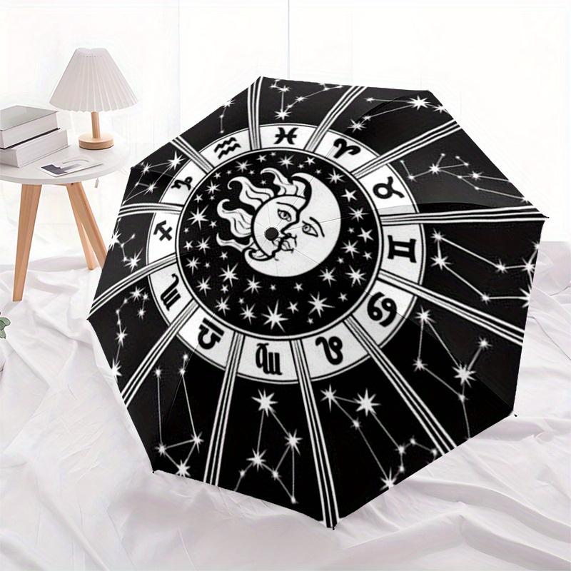 Zodiac Wheel Astrology Chart Horoscope DesignUmbrella, Portable 3-Fold Compact Umbrella for Men & Women Gift
