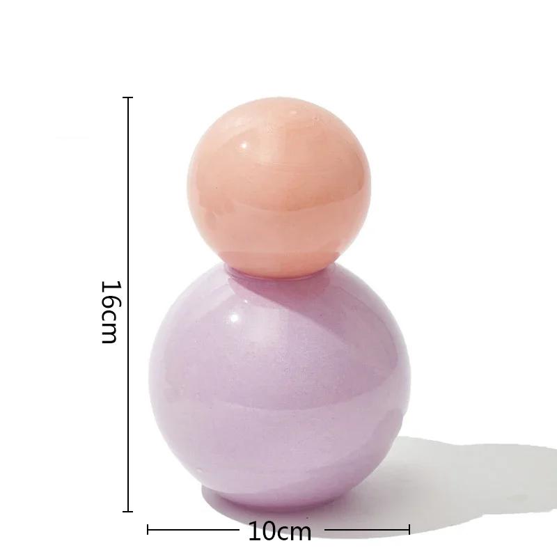 Bunte Glasvase Blumenvase Geometrische Kugel mit Deckel Aromatherapie-Flasche Glasgefäß Schreibtisch-Blumengefäß Heimdekoration