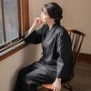 [KIMONOMACHI] Original Women's Samue (Smoke Work Clothes) - Single Item, Black, Size Small, Loungewear