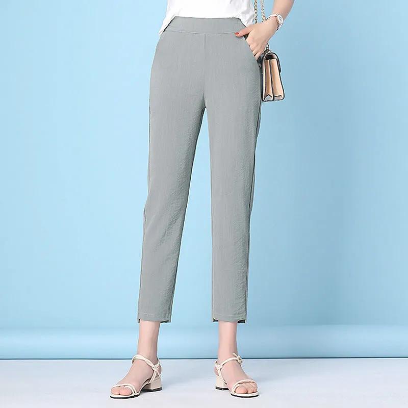 Women's Mid-waist Loose Casual Nine-minute Pants