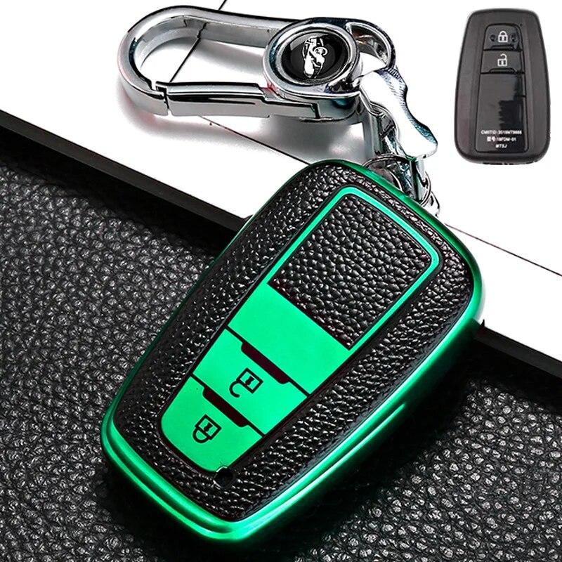 Funda de llave de control remoto para coche estilo cuero Fob para Toyota Prius Camry Corolla CHR C-HR RAV4 Land Cruiser Prado llaveros Accesorios