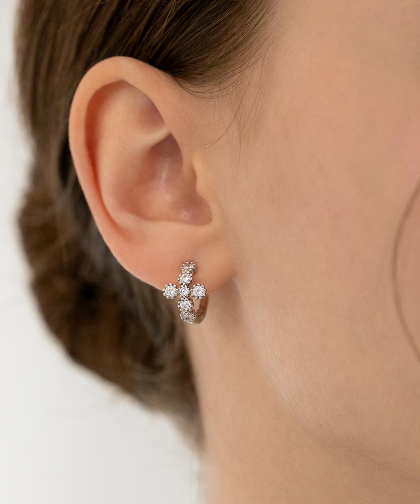 Tatiana Antique Cross Cubic Hoop Earrings Ec3333