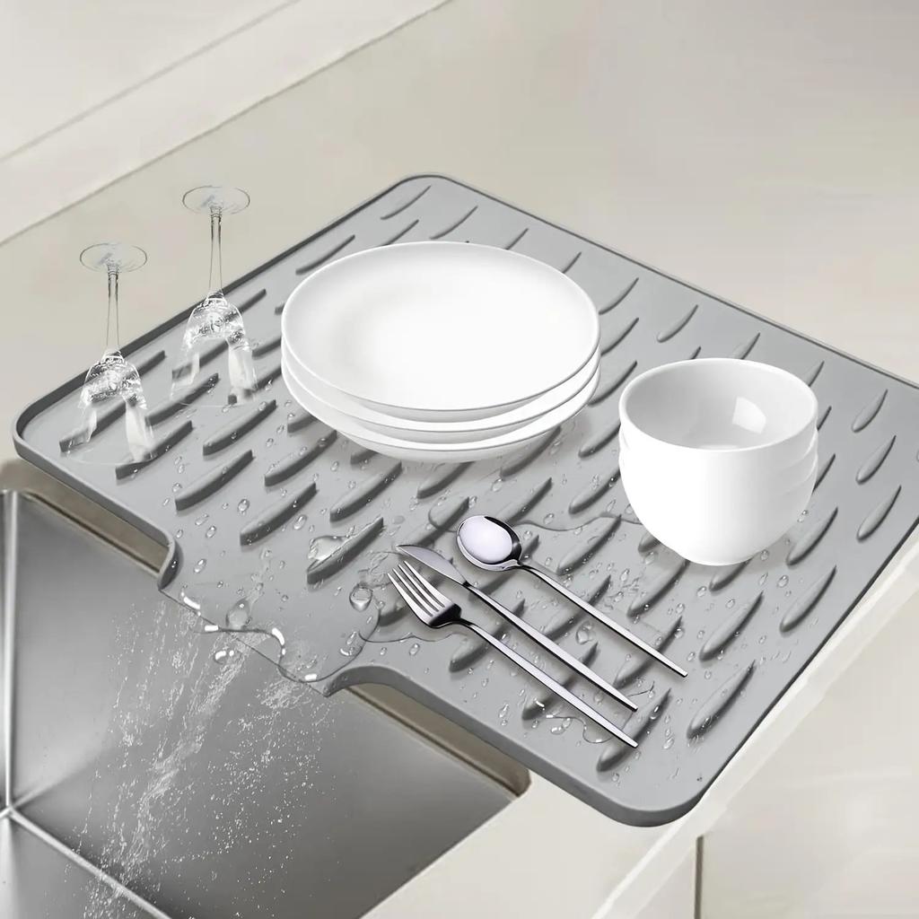Kitchen Anti Slip Silicone Drainage Pad, Cutlery Storage Rack, Built-in Drainage Design, Heat-resistant and Easy To Clean, Suitable for Kitchen Use
