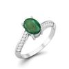 925 Sterling Silver Oval 1.28 CT  Emerald Gemstone Ring