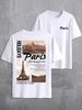 Men's English Print Crew Neck Short Sleeve T-Shirt