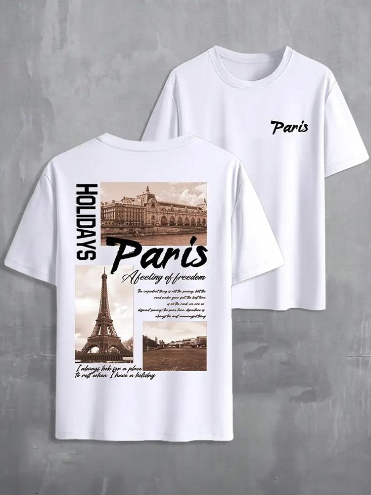 Мужская футболка с коротким рукавом и круглым вырезом с английским принтом S 1143₽