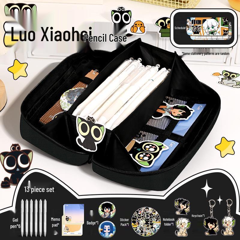 Luo Xiaohei Boys' Large Capacity Pencil Case - Cute, Simple Style for Elementary School Students 2025