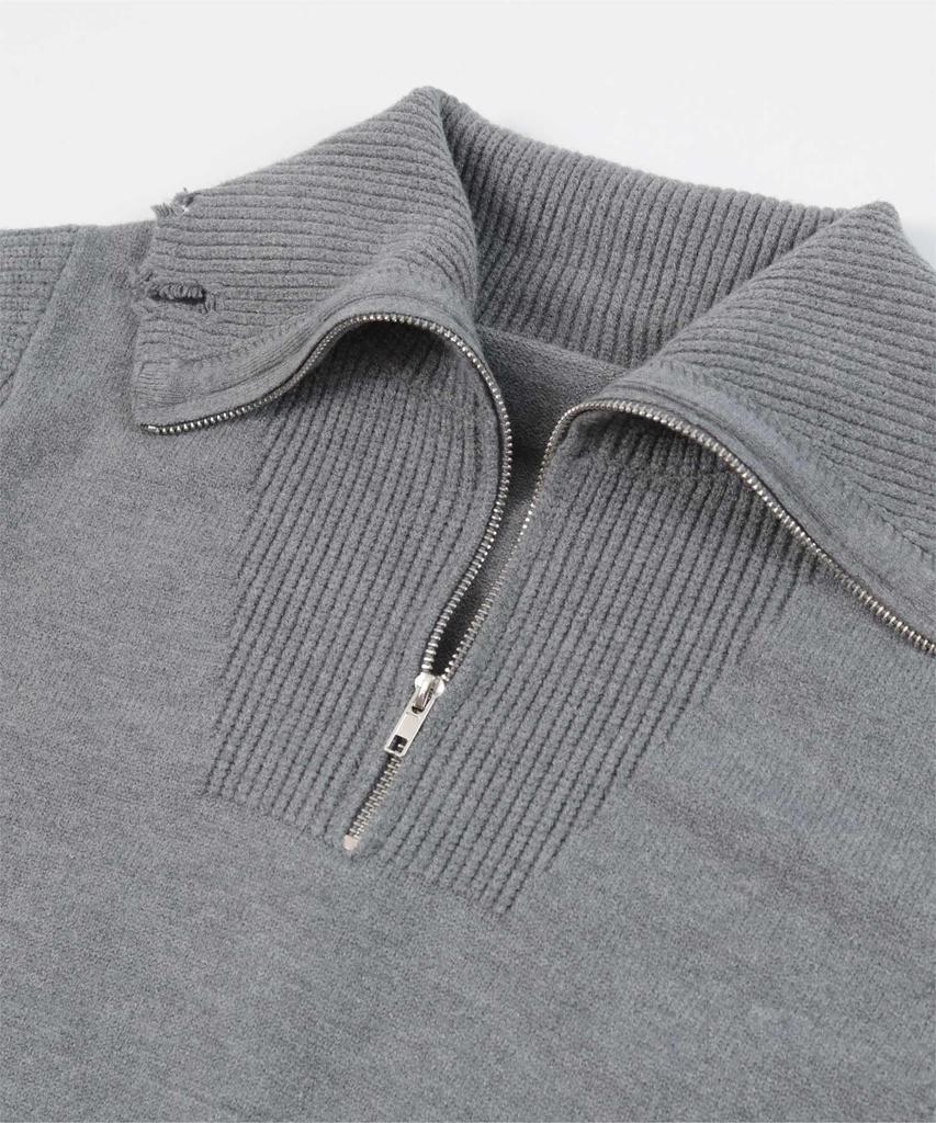 miette Distressed Knit Pullover REXX1080 Free Size Black Half-Zip Women's