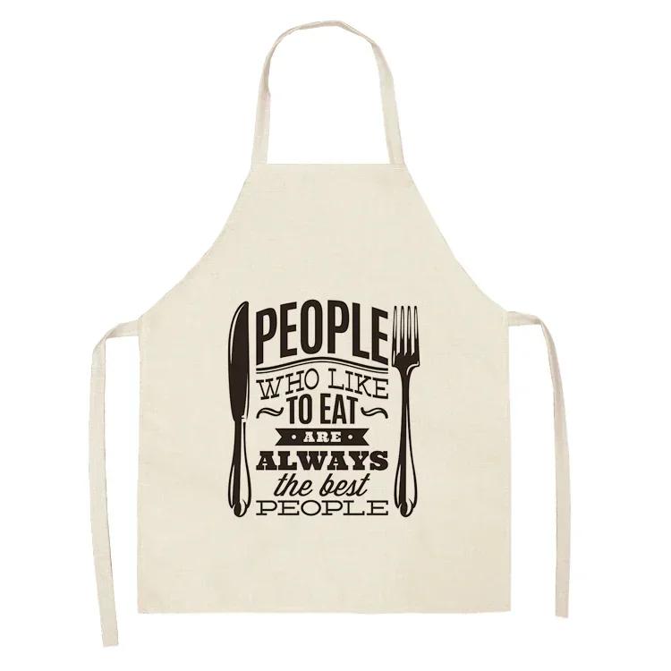 Letter Alphabet Kitchen Aprons for Women Cotton Linen Bibs Household Cleaning Pinafore Home Cooking Apron Delantal