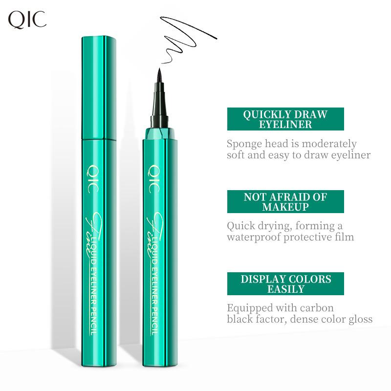 QIC malachite green eyeliner, eyeliner waterproof, oil-proof and non-smudging eyeliner pen, eyeliner pen, makeup
