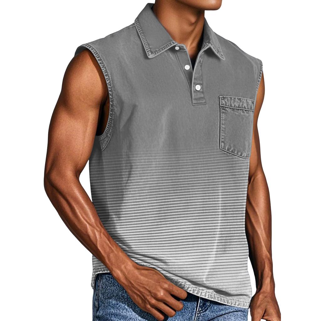 Men's Casual Pocket Button Collar Sleeveless Vest