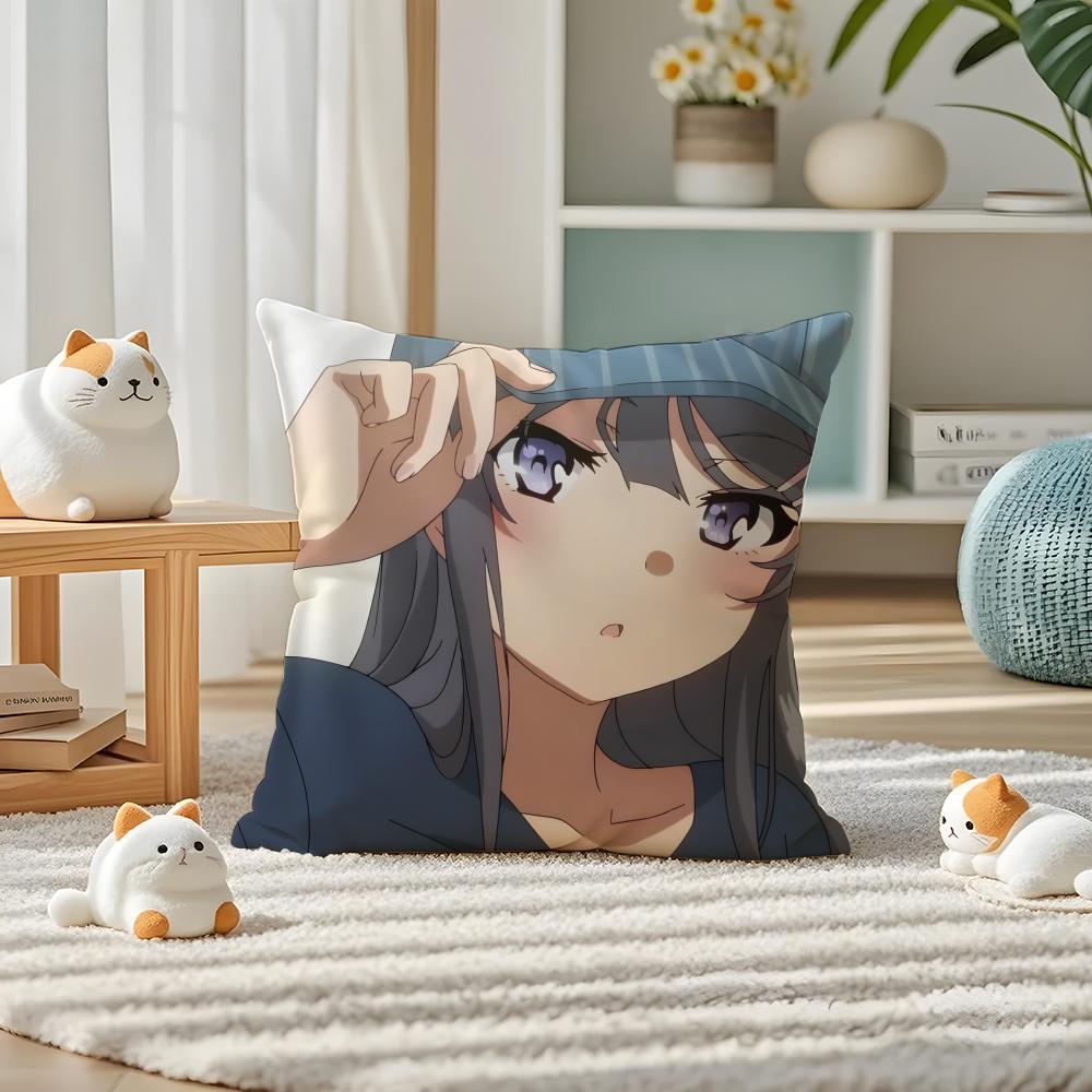Mai Sakurajima Sexy Pillow Case Silky Elegant Comfort Sofa Bed Invisible Zipper 30cmx30cm