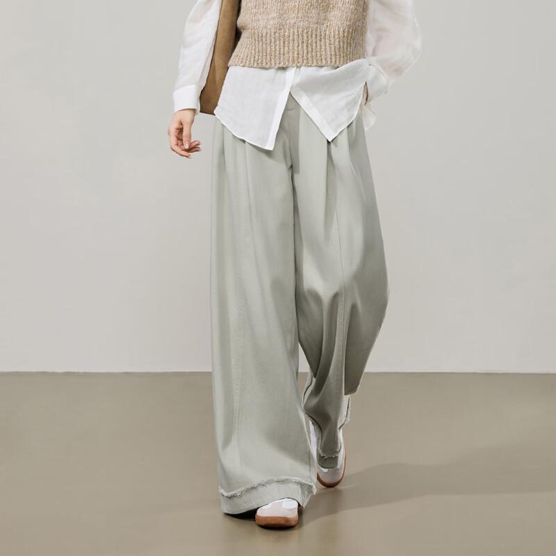 ESE-Y Women s Lyocell Cotton Raw Hem Wide-Leg Pants 31S