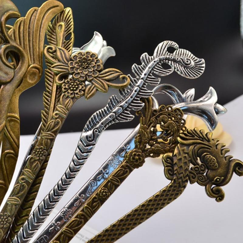 Electroplate Antique Bronze Hairpin for Han Costume Buyao Hair Stick Comb and Sticks Nonslip Stage Accessories 12PCS