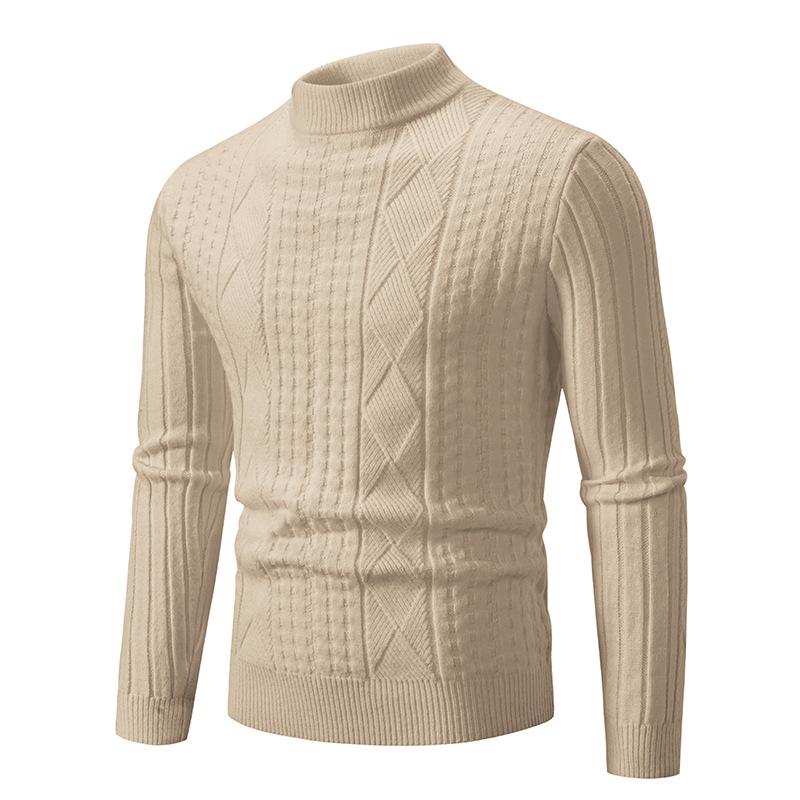 Men s Retro Half-High Neck Lambswool Sweater - Casual Base Layer Knitwear Medium