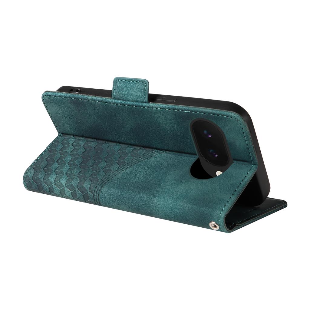 Für Google Pixel 9a Hülle PU Leder Handyhülle Rhombus Sternenmuster Geprägt