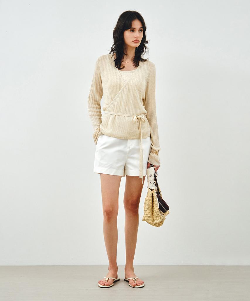 MONGDOL [Set] Sheer Linen Wrap Knit & Sleeveless Oatmeal Mdkt124Oatmeal