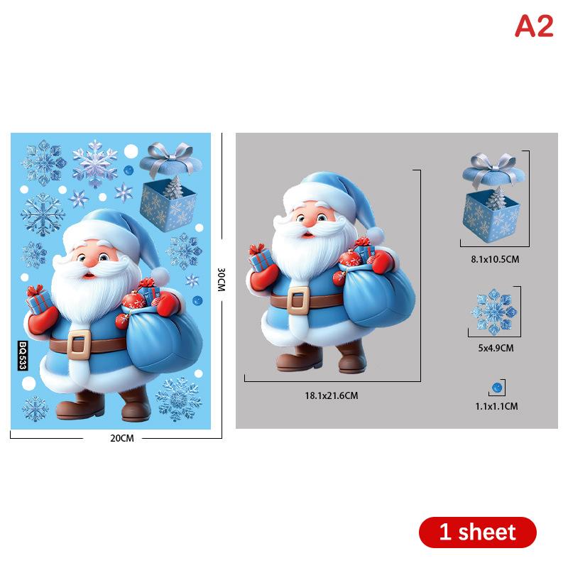 

Рождественские синие наклейки на окна снеговик Дед Мороз птица снежинка лось украшения Счастливого Рождества 2025 Счастливого года 2026