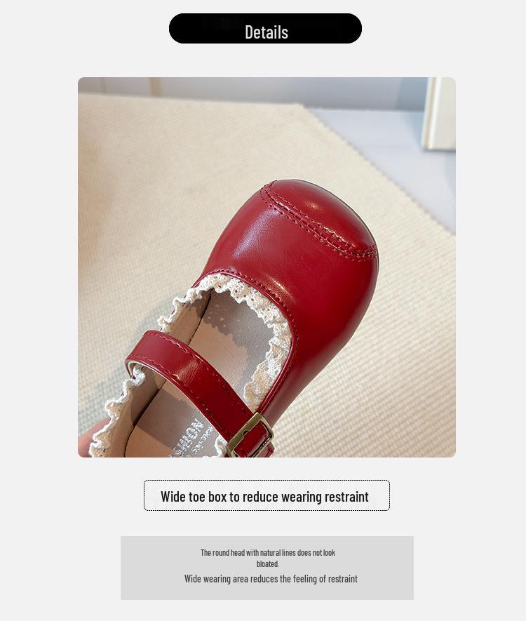 Sapatos Mary Jane de Couro com Renda para Crianças Primavera 2026 - Antiderrapantes, Sola Macia Sapatos de Princesa para Bebê