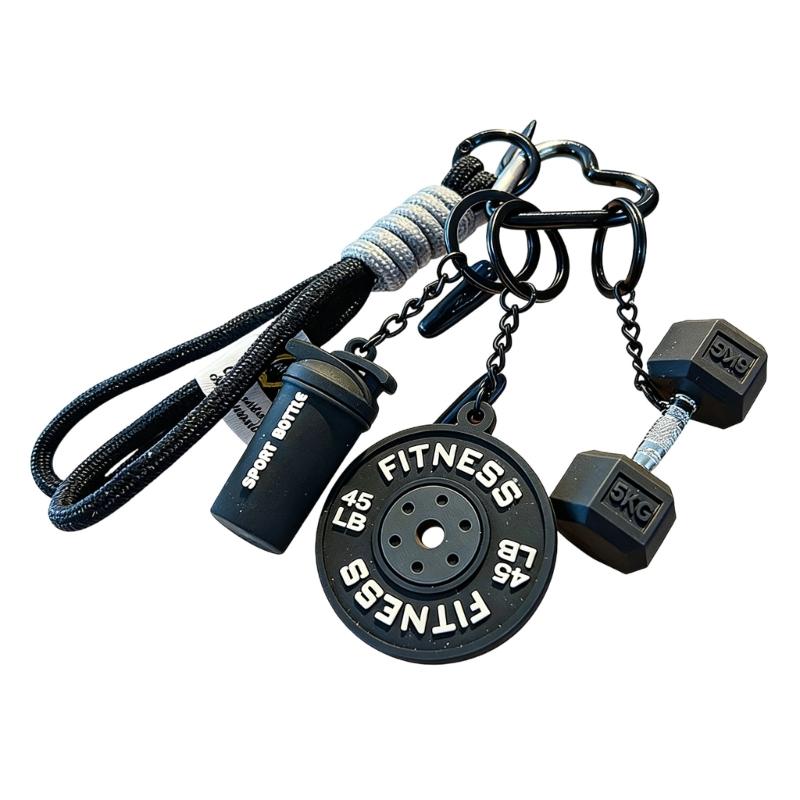 

Sporty Gym Keychain Accessory Waterproof Materials Fashionable Fitness Themed Charm For Athletic Bags And Daily Use чорний
