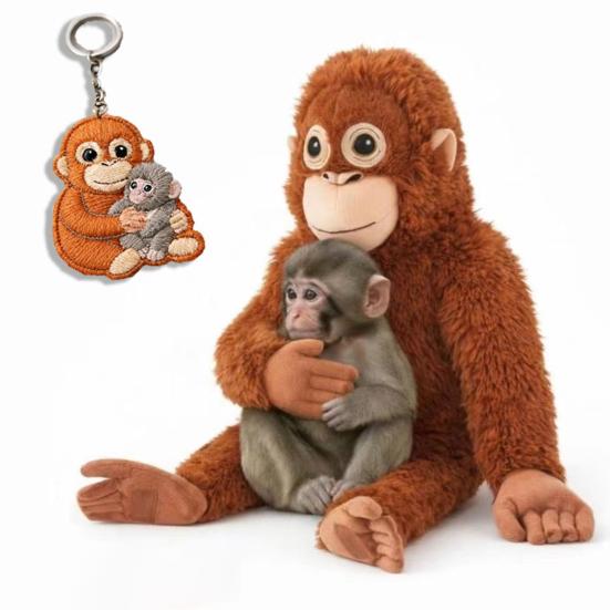Monkey Plush Keychain Pendant with Metal Ring Soft Stuffed Animal Hugging Doll for Bags Keys Cute Monkey Gift Idea