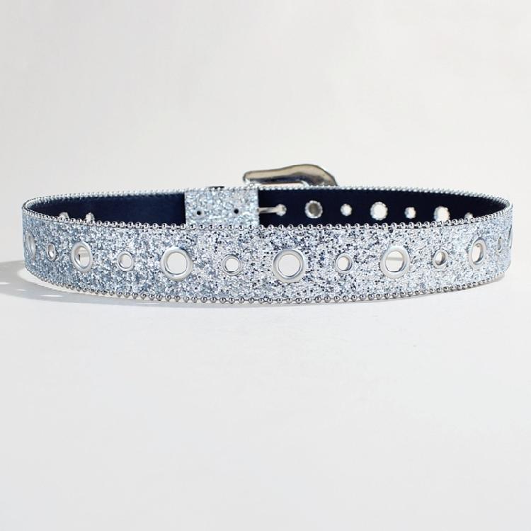 Popular Belt for Women Vintage Engraved Buckle Jeans Belt Punk Sequined Waistband for Pants Dress 2000s Waist Decors