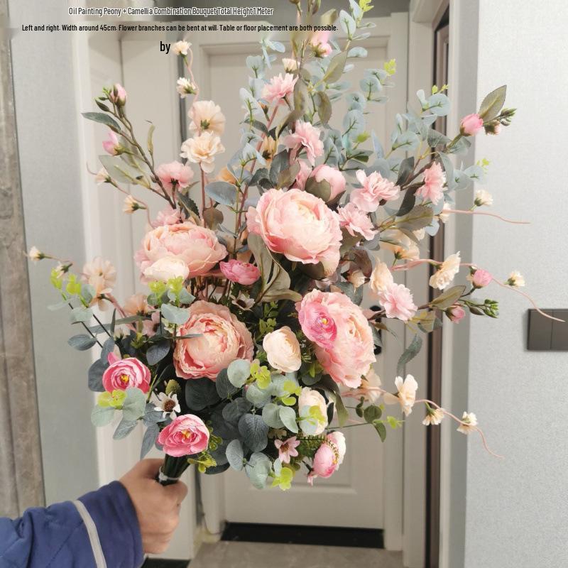 Künstlicher Pfingstrosenstrauß in leichter Luxusvase für Heim- oder Esszimmerdekoration Nordisches Arrangement