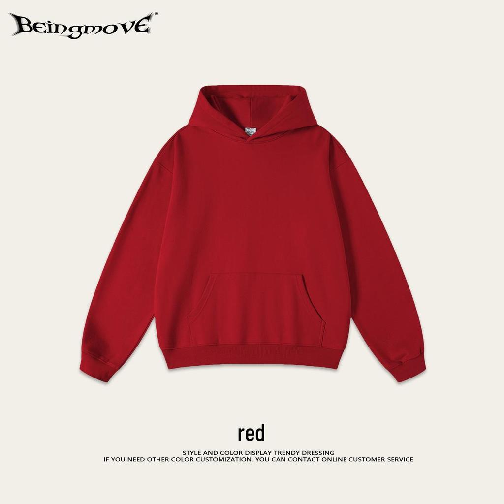 2025 Autumn Men's Basic Heavyweight Terry Cloth Hoodie - Trendy American Brand, Solid Colors, Unisex Design.
