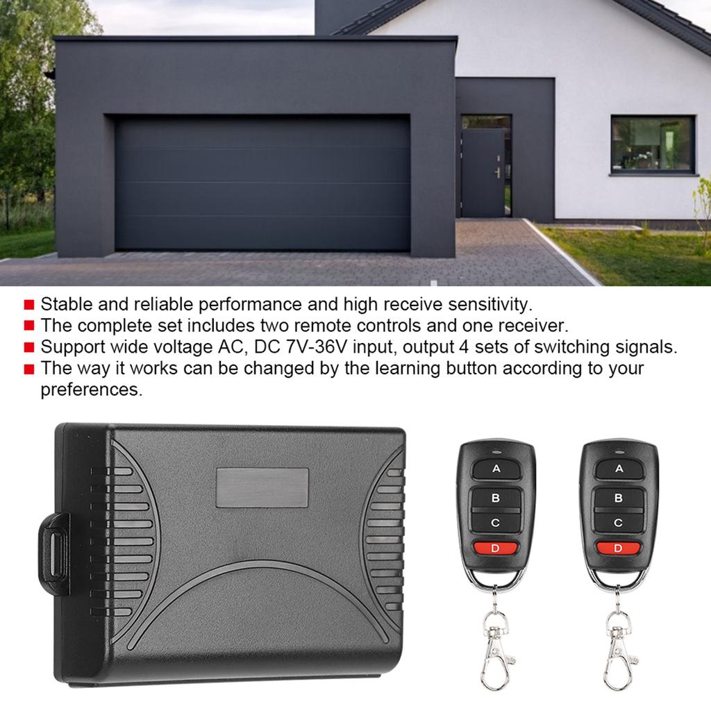 DC AC 7 36V 4 Channel Remote Control Switch Transmitter Receiver Set 4 Button Learning Code