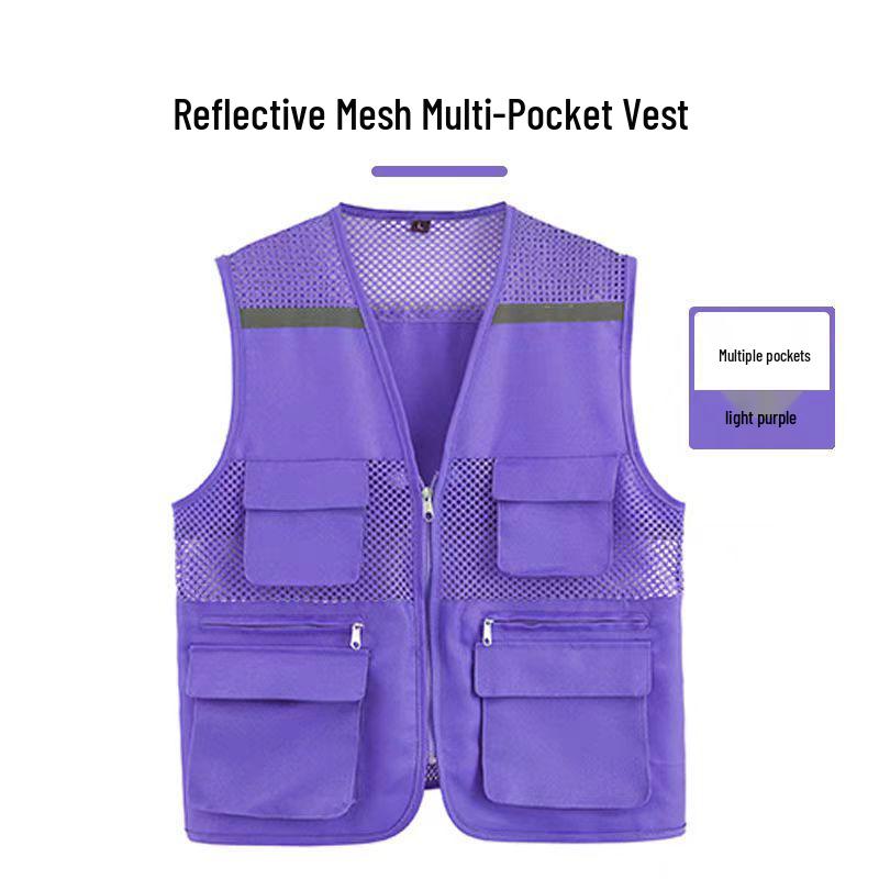 Children's Custom Multi-Pocket Mesh Activity Vest with Logo for Summer