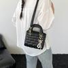 Fashionable Diamond-patterned Rivet Shoulder Bag with Slanted Crossbody and Clutch Features, Designed for The Duchess.