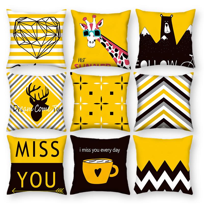 

Nordic Ins Style Geometric Cartoon Animal Pillowcase Office Car Cushion Sofa Decoration Pillowcase 45*45cm