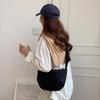 Women Casual Underarm Bag Retro Nylon Satchel Bag Semicircle Crossbody Bag with Zipper Vintage Solid Color Shoulder Bag  White