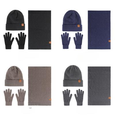 Men's Windproof Hat Outdoor Travel Leisure Winter Scarf Gloves 3-Piece Scarves Pashmina Neckerchief Set Cycling Ear Protection