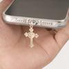 1pc Elegant Cross Charm Phone Dust Plug - Stylish Alloy Pendant with Sparkling Crystal Accents