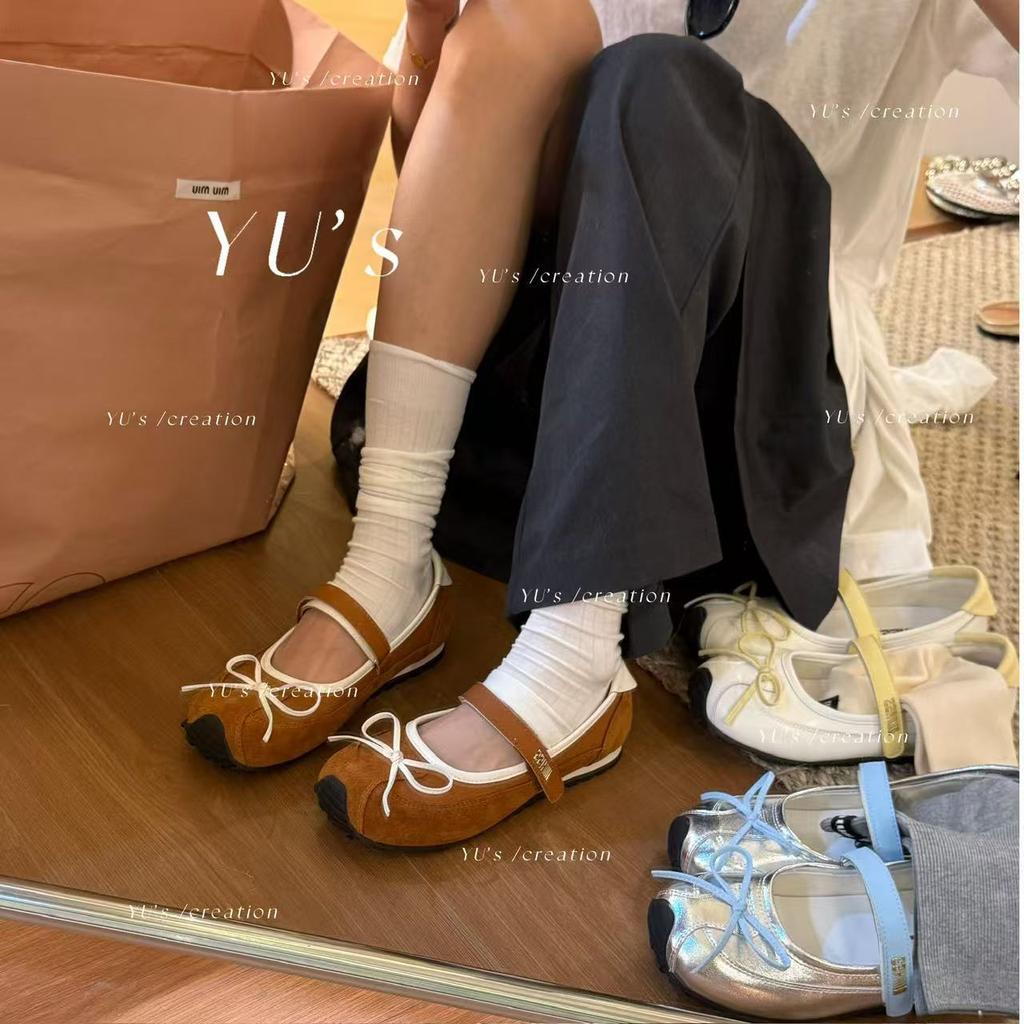 Miyou women's shoes "roaming in midsummer" Mary Jane small single shoes 4cm contrasting color bow mium series niche trendy shoes