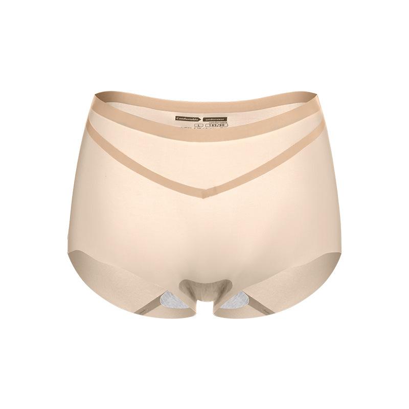 Plus Size Women's Summer Thin Ice Silk Trackless Cotton Crotch Quick Drying Breathable High Waist Triangle Briefs