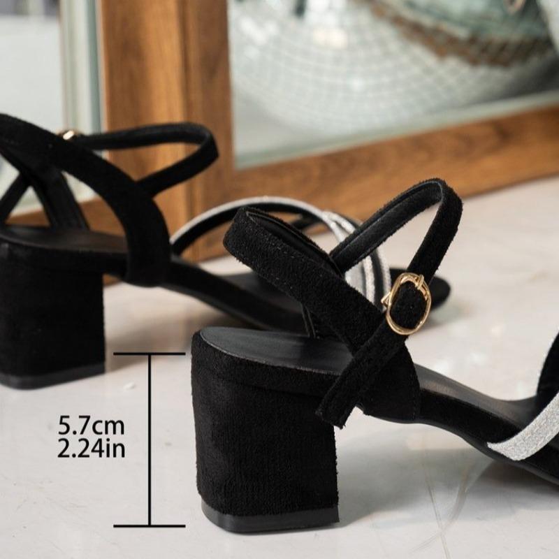 Moda 2024 Modne Damskie Buty Pokrowiec na Obcas Damskie Sandały Gorąca Wyprzedaż Pasek z Klamrą Sandały na Sukienkę Damskie Letnie Duże Rozmiary Sandały na Obcasie