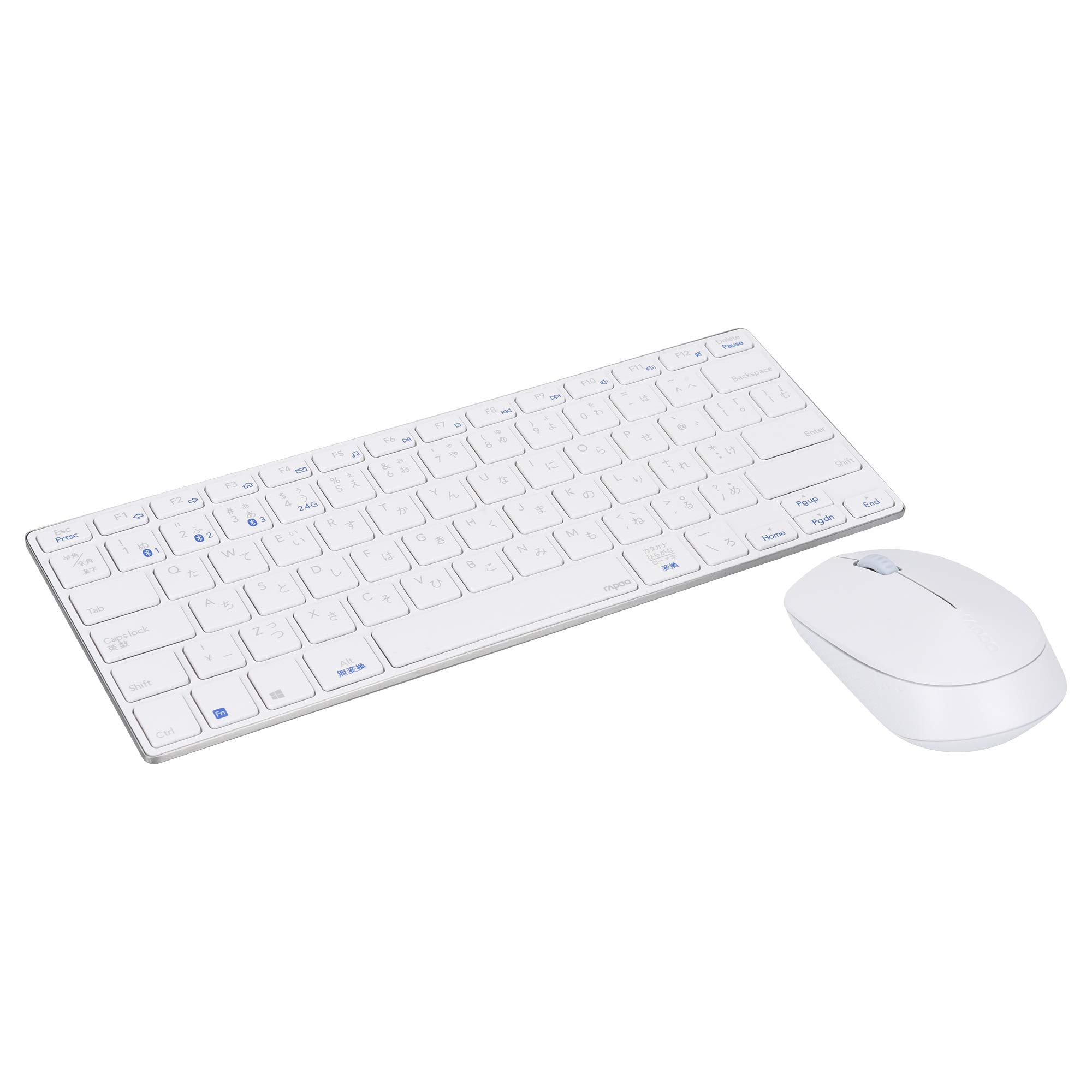 

Japanese Rapoo Compatible Wireless Keyboard Mouse Combo Set Rapoo 9000M [Official distributor] Multi-Device & (White) білий