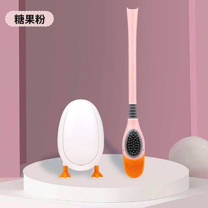 Liquid Injection Silicone Toilet Brush with Suction Cup Holder Strong Cleaning No Dead Corners