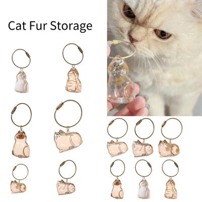 Brand-new  Handmade Design Stylish Keychain Cute Cat Shaped Small Ornaments Cat Fur Storage Pendant Transparent Container
