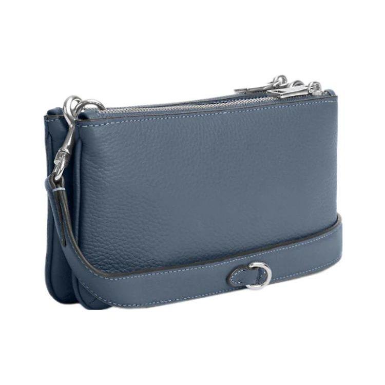 Coach Double Zip Crossbody Silver Light Mist Casual Daily Commute CJ789-SVQWP