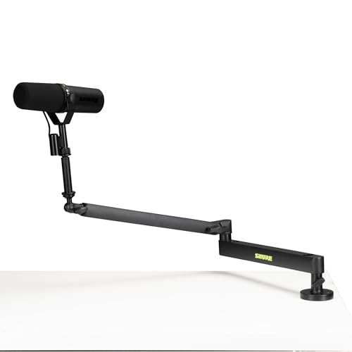 Shure by Gator Desktop Microphone Arm Stand, SH-BROADCAST2, with a Maximum Arm Length of 83.8cm and a 360-degree Rotating Base, for Audio Recording, V
