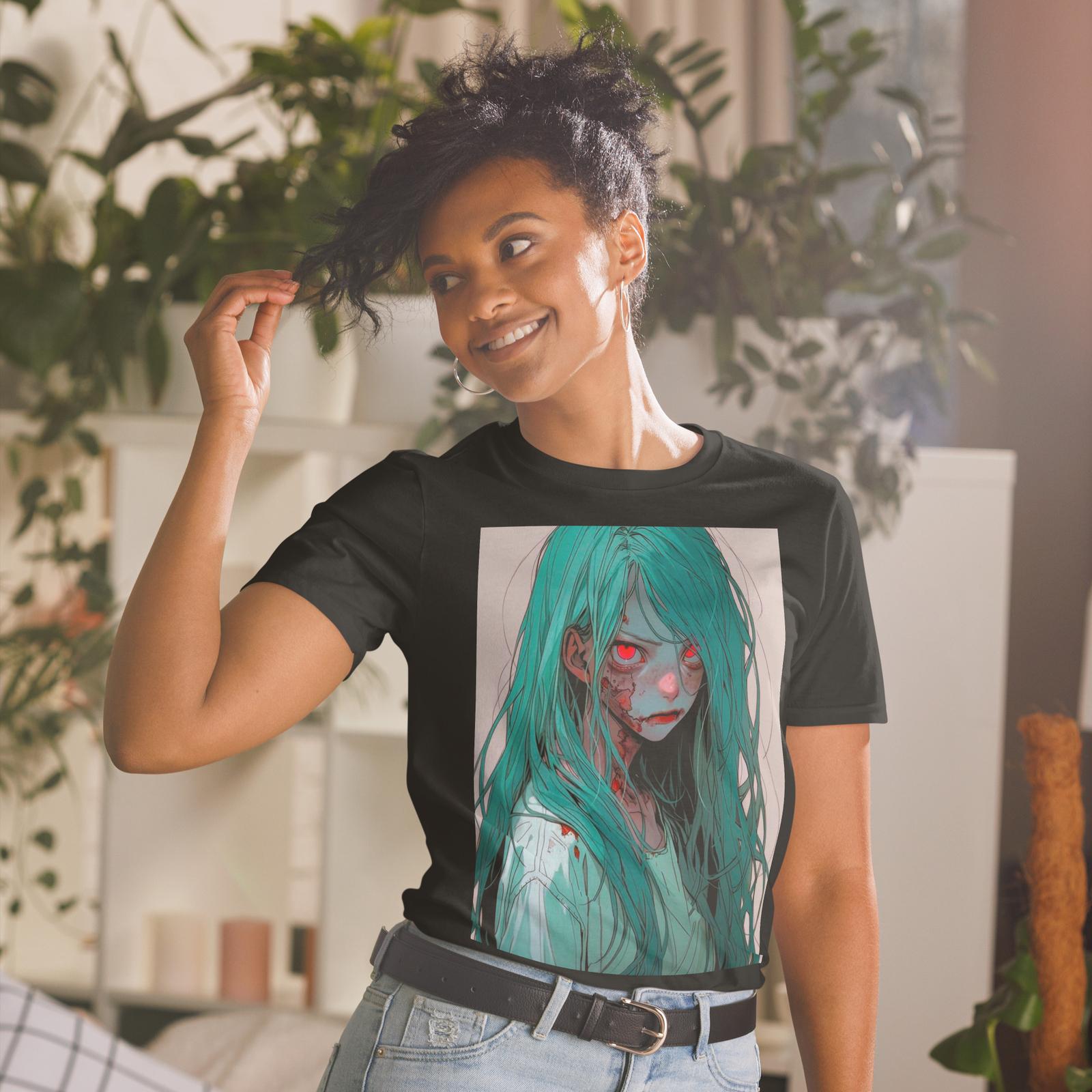 Anime Girl Monster Demon Zombie Creepy Zombie Short-Sleeve Unisex T-Shirt Mens Womens Tees Top S