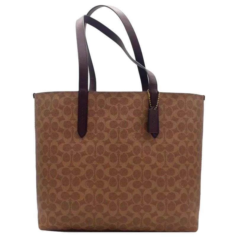 Coach Central 36 Classic Monogram Large Capacity Coated Canvas Tote Bag Women tote Dark-Khaki 955-B4OOH